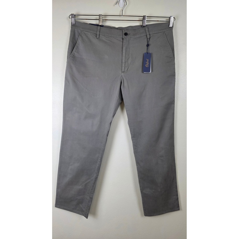Oxford Golf Pants Mens 40x32 Grey Flat Front Chino Stretch Trousers Slacks NWT